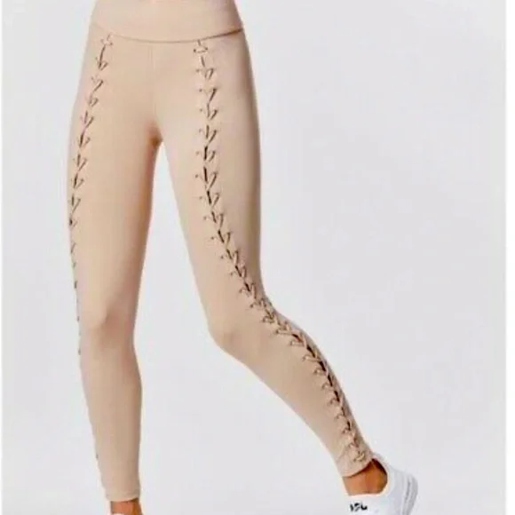 Carbon38 lace up tan leggings - Picture 1 of 4